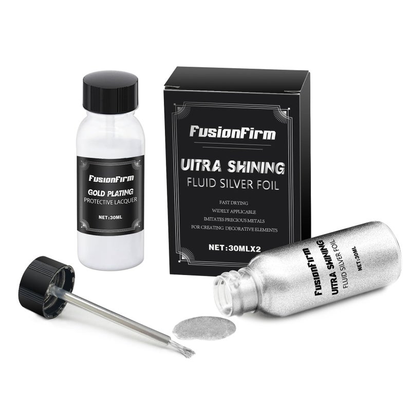 FusionFirm Liquid Leaf Paint - Alcohol-Based Airbrush Paint - High Gloss Finish Silver 1 Fl Oz - Image 1