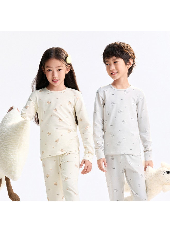 Annil طقم ملابس داخلية للأطفال لخريف 2025 - طبقة أساسية مطبوعة وبيجامات للأولاد والبنات - Image 4