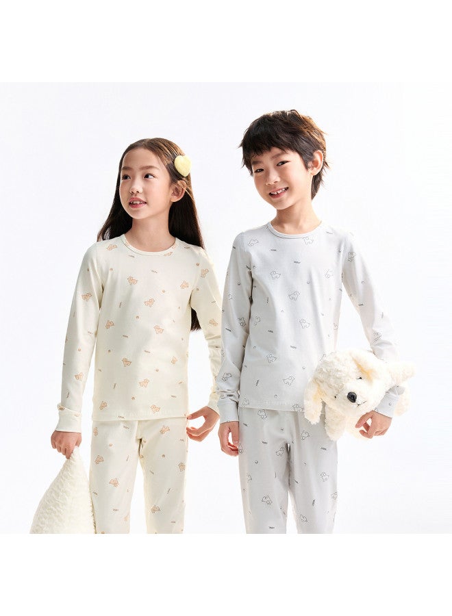 Annil طقم ملابس داخلية للأطفال لخريف 2025 - طبقة أساسية مطبوعة وبيجامات للأولاد والبنات - Image 2