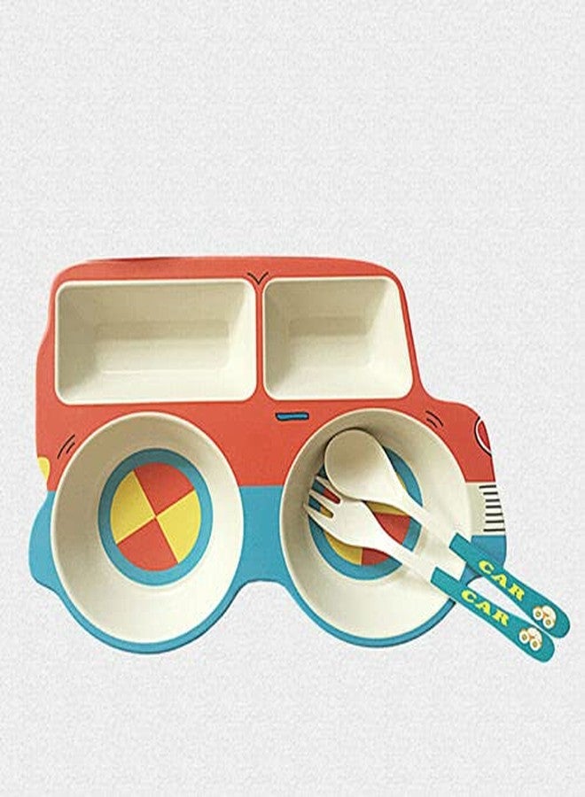 CherryBox Dinnerware Plate Set for Kids - Car Design Crockery Set - Bamboo Fiber Eco Friendly (Car - 3 Pc Set) - Image 2