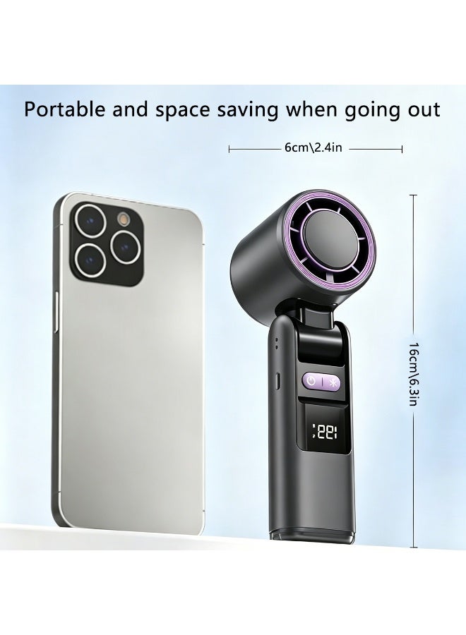 Nailuck Semiconductor Cooling Handheld Fan, Portable Handheld Mini Fan with LED Flashlight & LED Display, 199-Speed Turbo Portable Fan, Foldable USB-C Rechargeable Fast Cooling Handheld Fan with Lanyard for Home Office Outdoor - Image 4