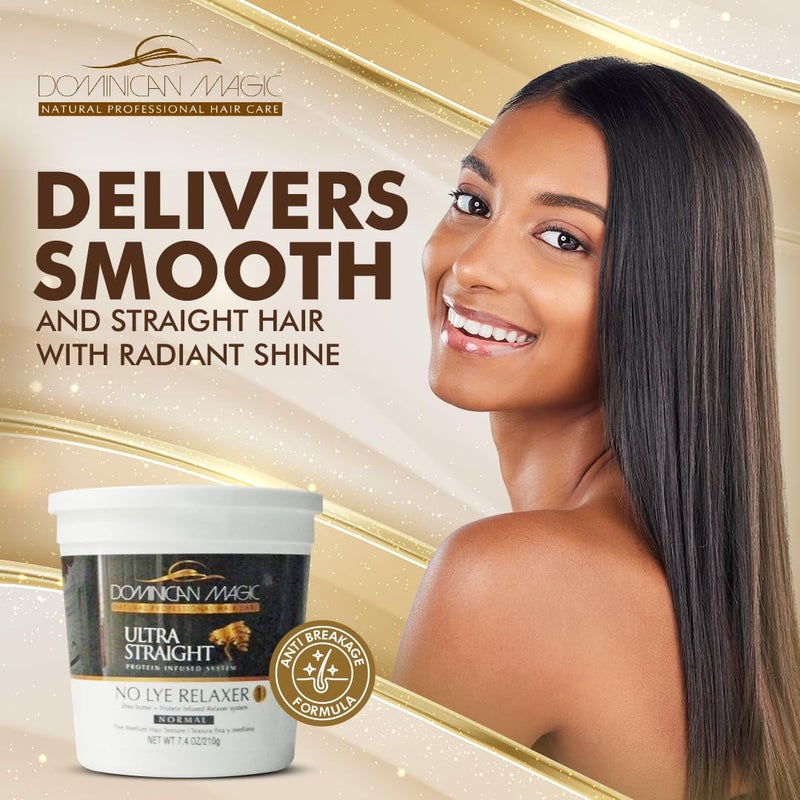 Dominican Magic Ultra Straight No Lye Hair Relaxer â€“ Gentle Formula for Smooth, Frizz-Free, and Straight Hair â€“ 7.4oz, Normal Strength, Professional Grade Relaxer - Image 2
