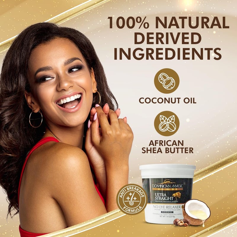 Dominican Magic Ultra Straight No Lye Hair Relaxer â€“ Gentle Formula for Smooth, Frizz-Free, and Straight Hair â€“ 7.4oz, Normal Strength, Professional Grade Relaxer - Image 4