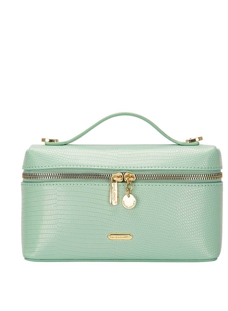 David Jones- Box Vernis Bag for Women model cm6954- Vertical Vernis Cross body Bag with 360 zipper- Croco styled Leather Makeup bag- The David Jones Beauty Bag for everyone - Image 1