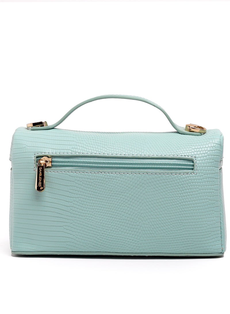 David Jones- Box Vernis Bag for Women model cm6954- Vertical Vernis Cross body Bag with 360 zipper- Croco styled Leather Makeup bag- The David Jones Beauty Bag for everyone - Image 3