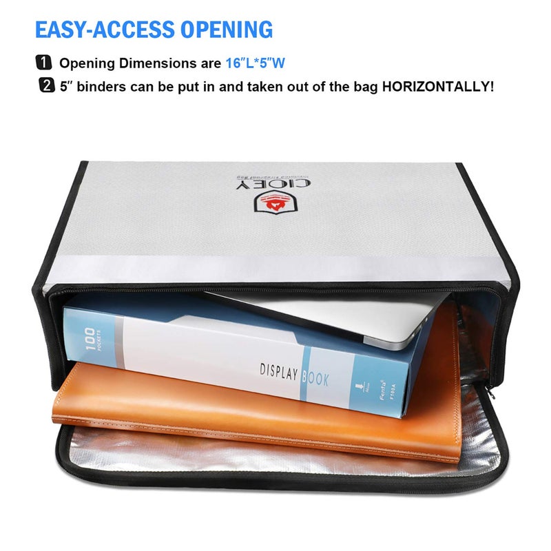 CIOEY Fireproof Document Bag - Fireproof Box [Thermal Insulated] Fireproof Safety Boxes for Home Large Fireproof Bag Lockable Zipper Fireproof Safe Box Home Safes Fireproof Waterproof Fireproof Money Bag - Image 4