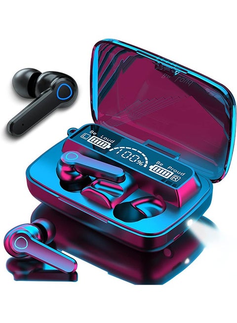 سماعات اذن داخلية M19 TWS 5.1 اللاسلكية بلوتوث مع شاشة LED رقمية كبيرة وميزة التحكم باللمس مع كشاف صغير