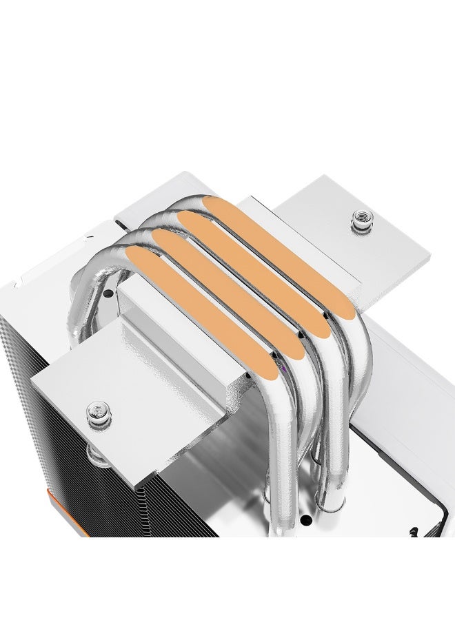 Jungle Leopard KF420 Air CPU Cooler, 120mm PWM Fan, 4 Heat Pipes, 69 CFM Airflow, 37dBA Noise, 12V 4-Pin, High-Performance Tower Cooling for Intel & AMD CPUs (White) - Image 4