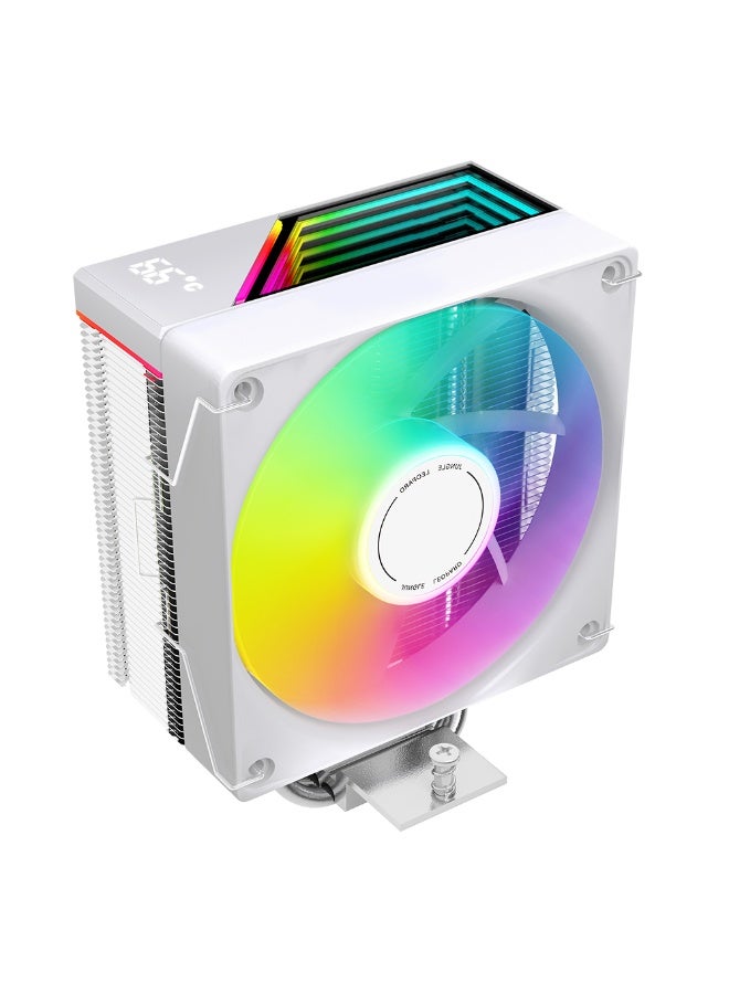Jungle Leopard KF420 Air CPU Cooler, 120mm PWM Fan, 4 Heat Pipes, 69 CFM Airflow, 37dBA Noise, 12V 4-Pin, High-Performance Tower Cooling for Intel & AMD CPUs (White) - Image 1