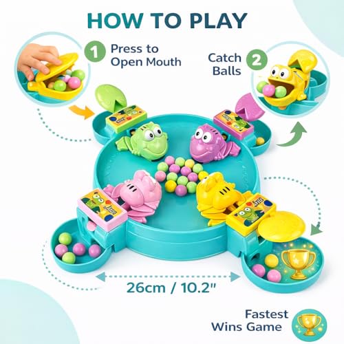 Goyal's Hungry Frog Eating Beans Indoor Interactive Family Board Game with Balls- 4 Player - Image 3