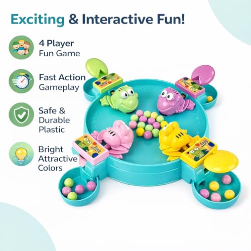 Goyal's Hungry Frog Eating Beans Indoor Interactive Family Board Game with Balls- 4 Player - Image 4