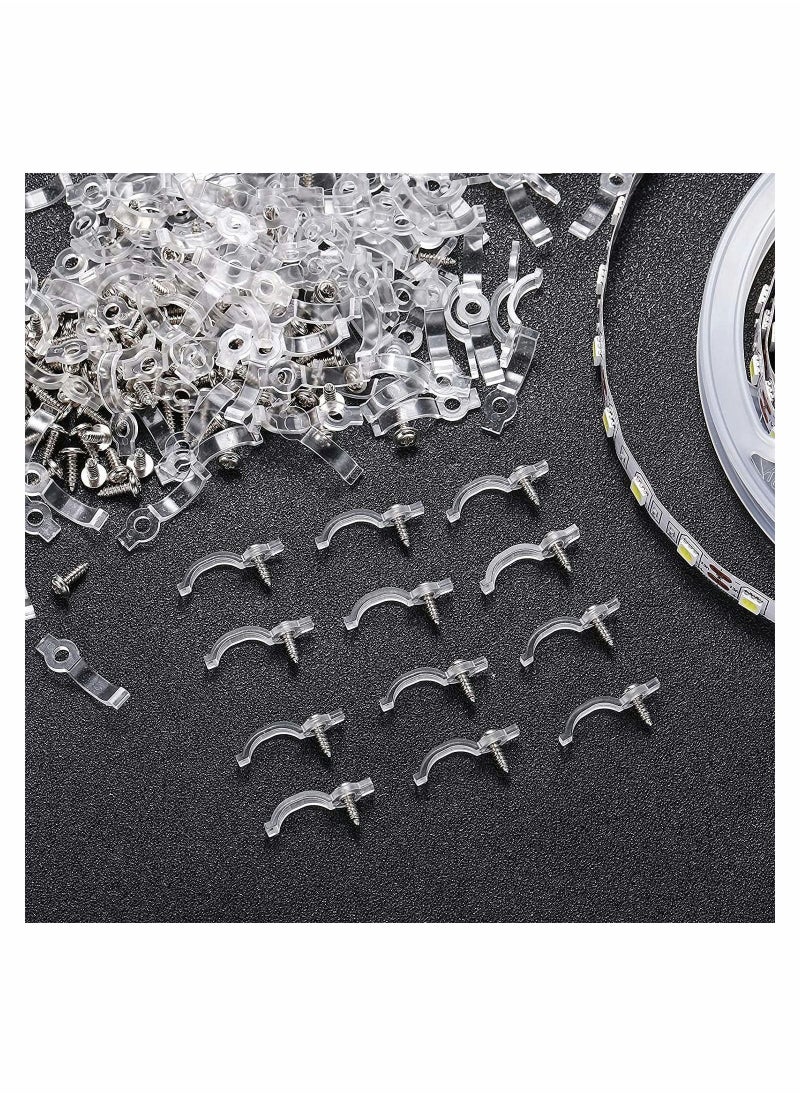 Y&D - Strip Light Mounting Brackets with Screws Sets Waterproof Led Holder 200 Pack LED Clips Included Ideal for 10 mm Wide Lights Bedroom Strips - Image 1