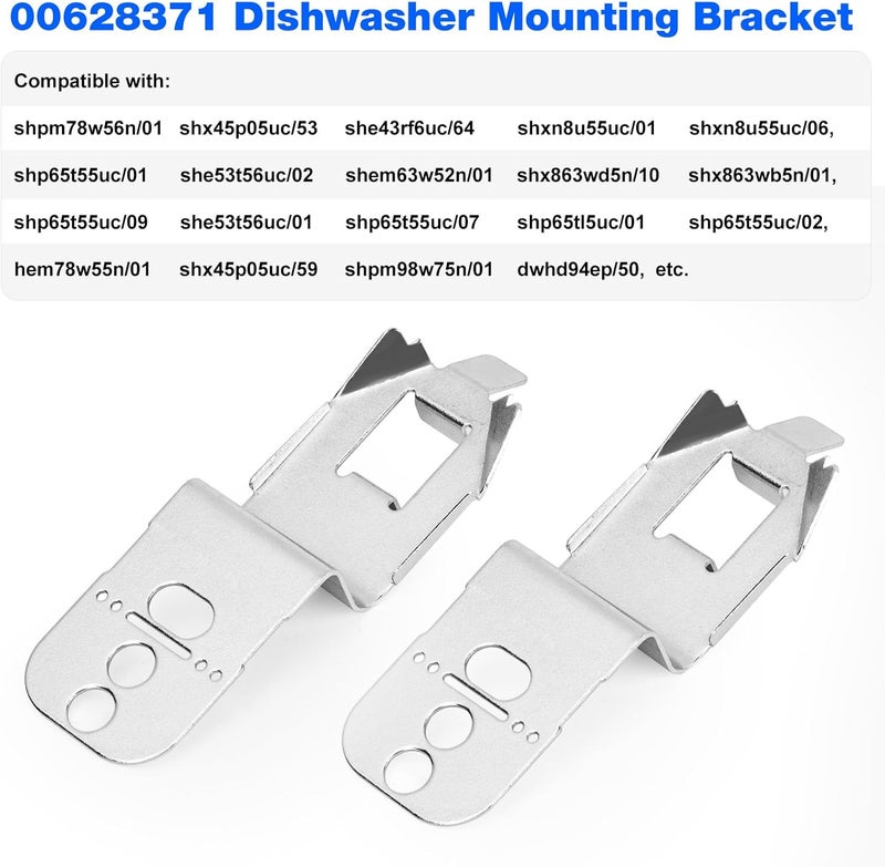 Yooank Dishwasher Mounting Bracket 00628371 for Bosch Dishwasher Side Mount Bracket SHP65TL5UC, SHPM78W56N, SHX45P05UC, 628371, 00619985-2 Pack - Image 3