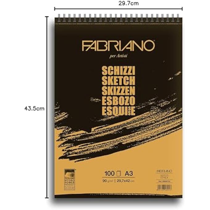 FABRIANO BLOCK SCHZZI SPIRAL 90GSM A3, 100 SHEETS (SPIRAL BOUND PADS WITH MICROPERFORATED SHEET) PALE IVORY - Image 4