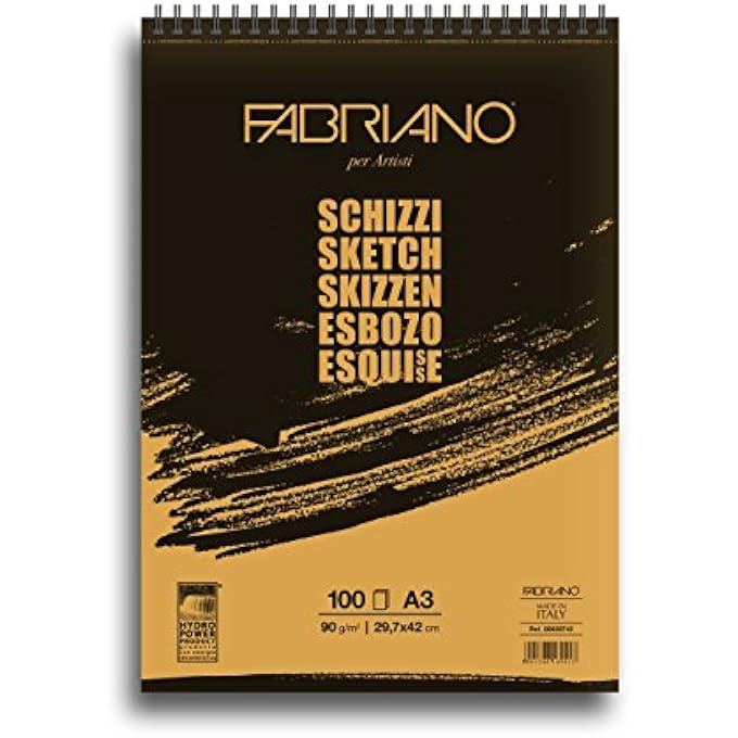 FABRIANO BLOCK SCHZZI SPIRAL 90GSM A3, 100 SHEETS (SPIRAL BOUND PADS WITH MICROPERFORATED SHEET) PALE IVORY - Image 1