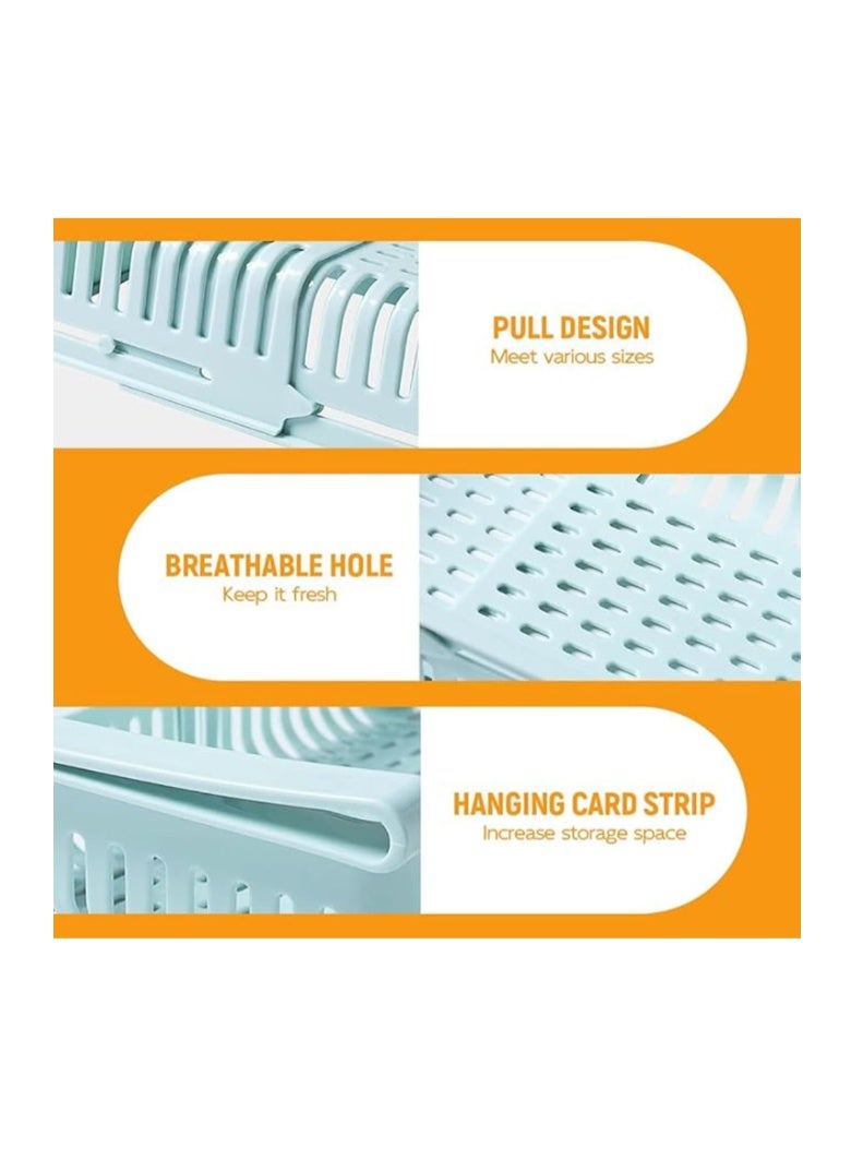 HIHIDAY Fridge Drawer Organize,4 Pack Retractable Refrigerator Storage Box,Adjustable Kitchen Organizer With Pull Out Rack Box,Fit for Shelf Under 0.6 inch Thick,Blue,White,Grey,Pink - Image 4