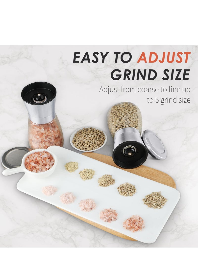 Generic - Salt and Pepper Grinder Set,Refillable Grinder Adjustable Coarseness of Pepper Salt Spice Stainless Steel Mills Glass 6oz（2 Pack） - Image 1