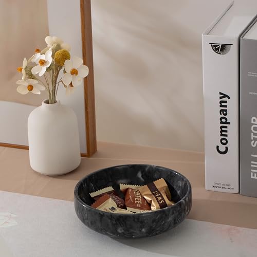 CM CHIC MONDAY Candy Bowl, Marble Candy Dish for Office Desk, Marble Bowl for Hard Candy, Coffee Candy, Chocolate Candy, Nuts Candy Bar(Natural Grey, 5.9 INCH), Black1 - Image 4