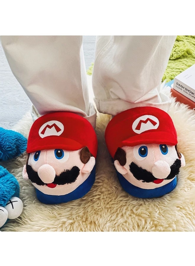 Super Mario Cartoon Character Plush Slippers, Non-slip Sole, Free Size - Image 2