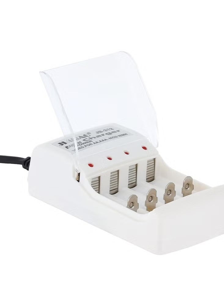 Jiabao Battery Charger with 4 AA Rechargeable Batteries - White Color - Image 2