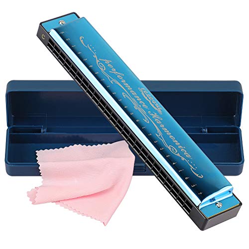 EastyGold Harmonica Mouthorgan Harp Armonica 24 Hole Polyphony Diatonic Mouth Organ Key of C with Case for Blues Folk Jazz Pop Music Instrument Gift - Image 1