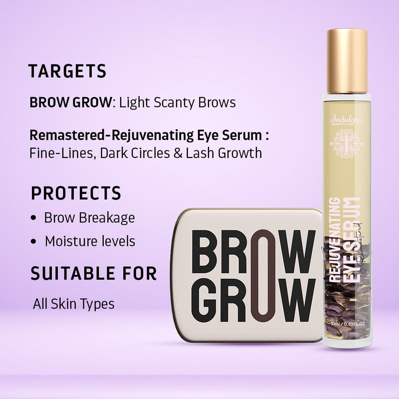 INDULGEO ESSENTIALS Lash Brow Combo Brow Grow 20Gm Remastered Rejuvenating Eye Serum 10ml Fuller Fluffier Brows Eye Lash Growth - Image 2