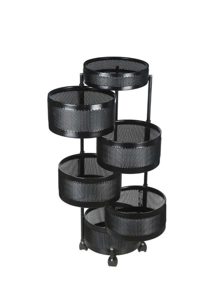 Round Metal Kitchen Trolley, 5 Tiers,75x28cm - Image 2