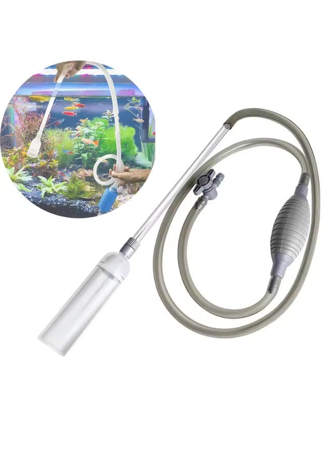 Yee Aquarium Fish Tank Siphon Hand Pump 2.6M for Gravel Cleaner & Water Changer for Aquarium/ Siphon Pump Semi-Automatic with Filter Nozzle (YPJ-170) Grey - Image 1