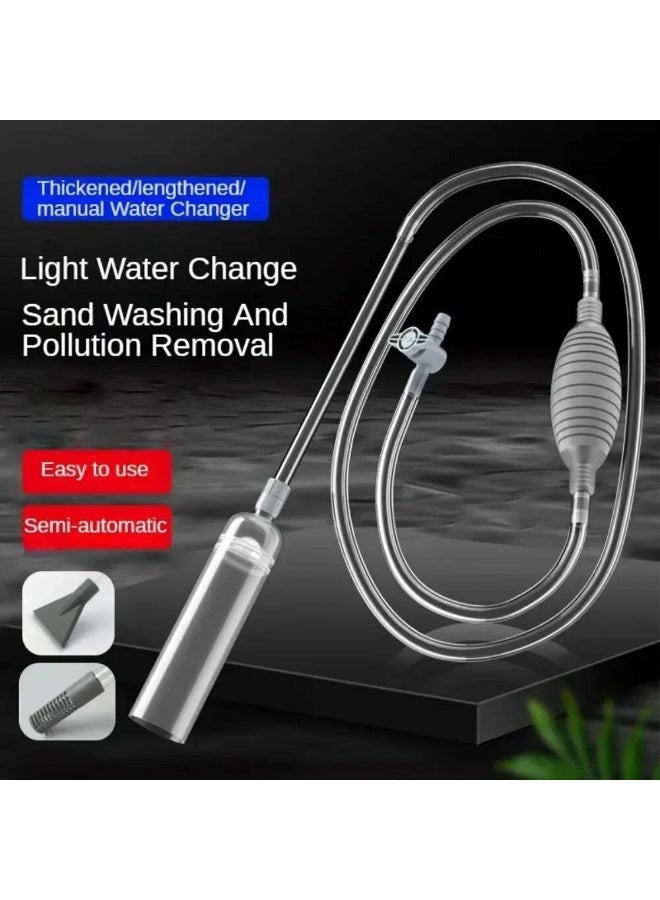 Yee Aquarium Fish Tank Siphon Hand Pump 2.6M for Gravel Cleaner & Water Changer for Aquarium/ Siphon Pump Semi-Automatic with Filter Nozzle (YPJ-170) Grey - Image 2