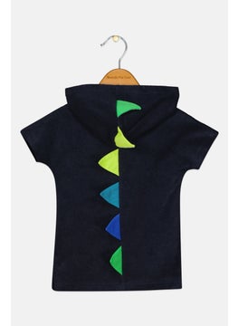 Andy & Evan Toddlers Boy Textured Short Sleeves Hoodie, Navy  - Image 2