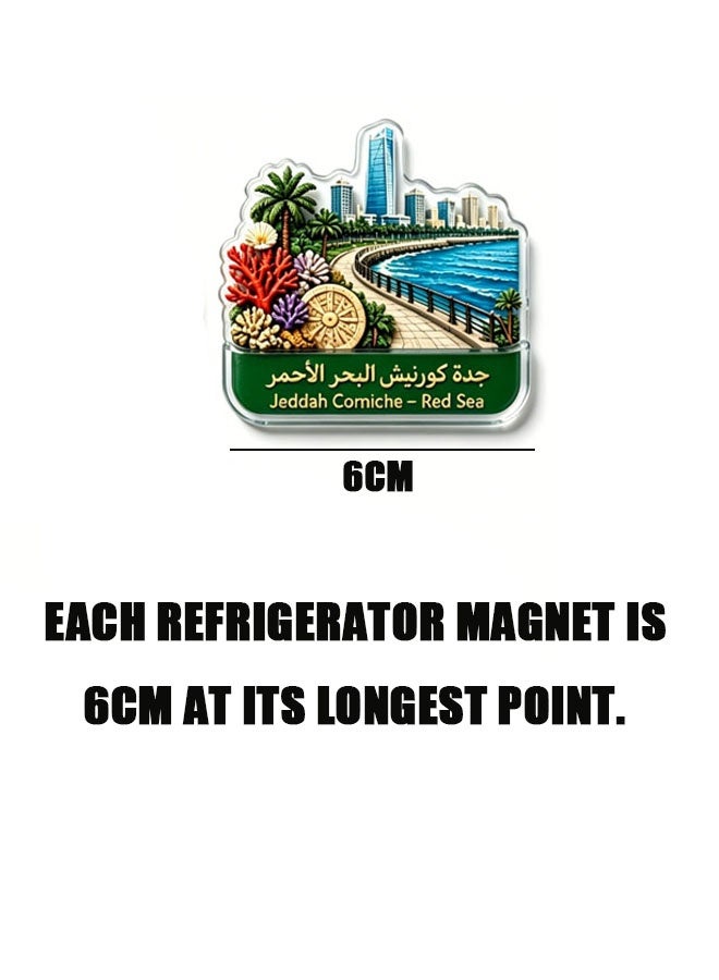 Ailily Saudi Iconic Landmark Acrylic Fridge Magnets 5 Pieces Set Makkah Madinah Jeddah Desert Camel Dallah Coffee Umrah Hajj Tourist Souvenir Eid Gift - Image 3