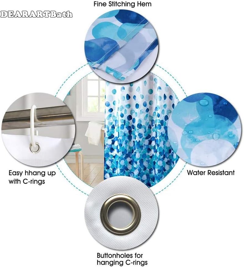 DEARART Bath Wave Blue Shower Curtain for Bathroom Essential, 200W × 180L cm Fabric Cloth Shower Curtain Set with Grommet and Hooks, 100% Waterproof Machine Washable Easy Clean - Image 5
