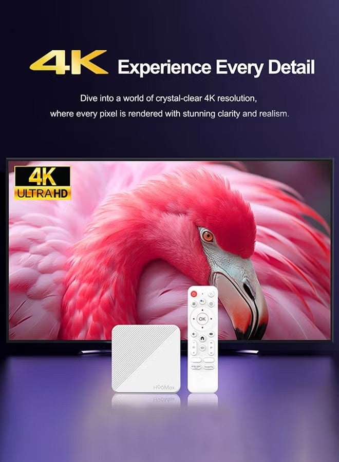اتش 96 ماكس صندوق تلفزيون 4K يعمل بنظام أندرويد 14، صندوق تلفزيون يعمل بنظام أندرويد مع واي فاي وبلوتوث ورباعي النواة ومشغل وسائط عالي الدقة، وذاكرة وصول عشوائي 2 جيجابايت وذاكرة قراءة فقط 16 جيجابايت - Image 2