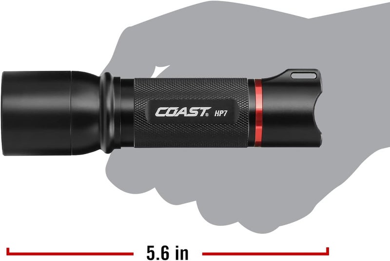 Coast COAST HP7 730 Lumen Focusing LED Flashlight with SLIDE FOCUS and BEAM LOCK Black  - Image 2
