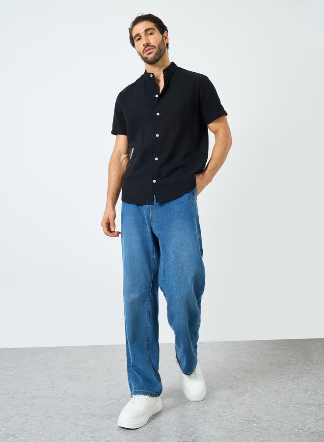 Take Two Solid Mandarin Collar Button Front Shirt - Image 2