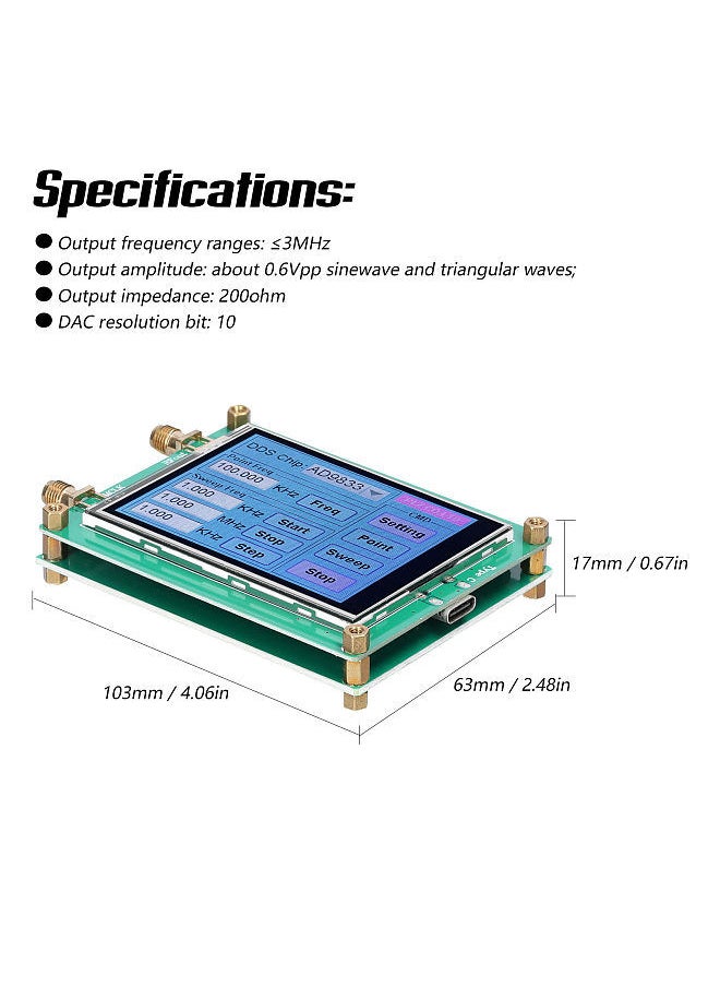 Touching Screen DDS Module Signal-Generator 10Bit DAC Sinewave Squarewave Triangularwave Signal Generator Module