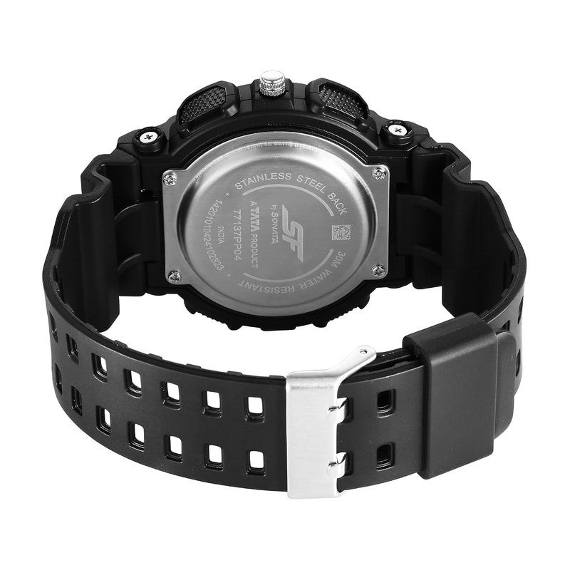 Sonata SF Sleek All-Black Chronograph Men's Watch - Modern Minimalist Design for The Professional-77137PP04 - Image 1