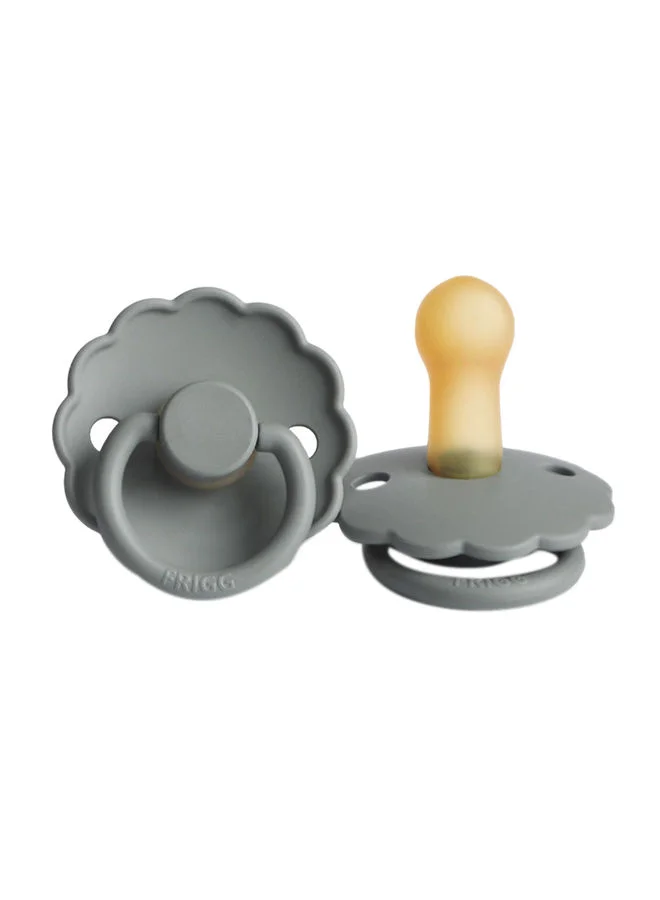 FRIGG Daisy Latex Baby Pacifier, 6-18 Months, Pack of 1, Size 2 - French Grey