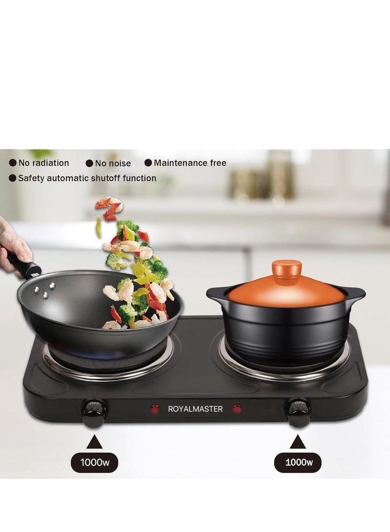 Wtrtr Wtrtr Double Hot Plate,2000W Electric Plate,Portable Electric Hob .Cooktops.1 year warranty。5814 (Brown)  - Image 2