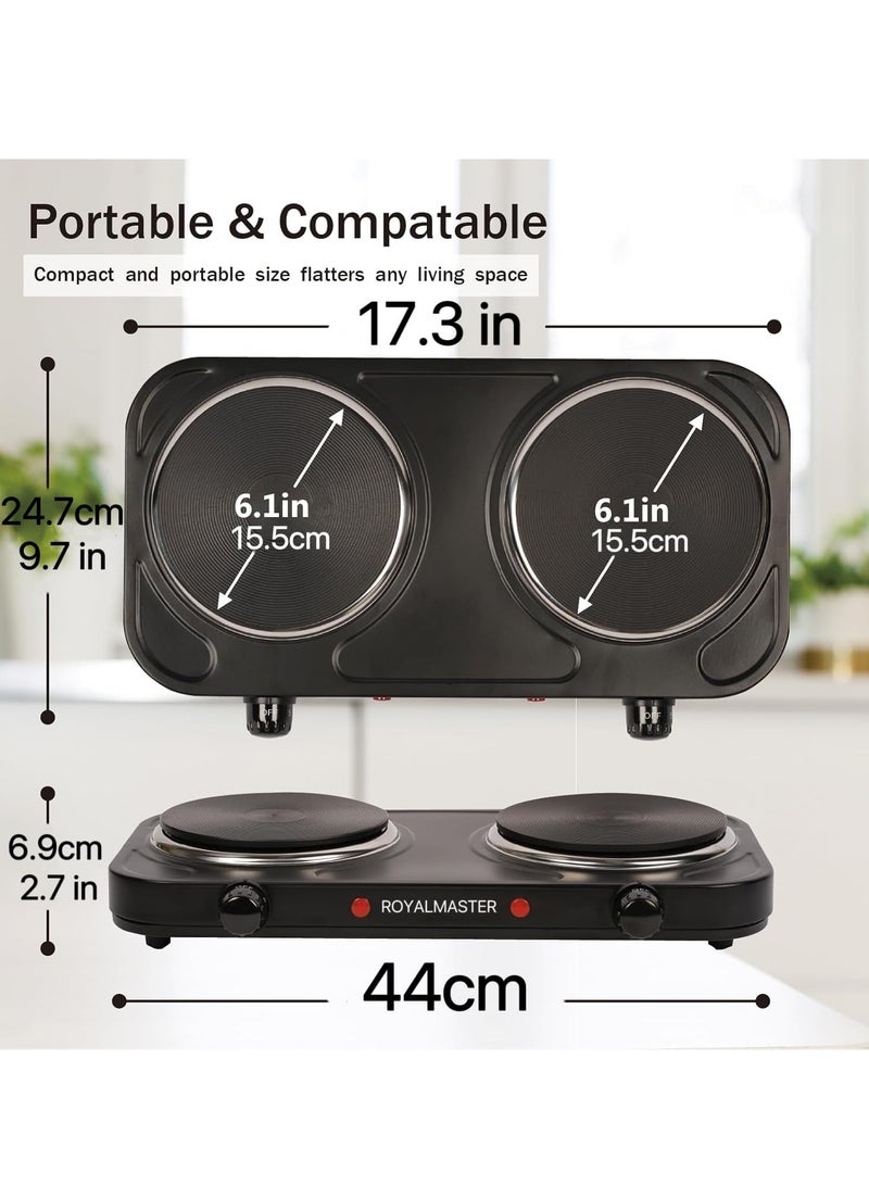 Wtrtr Wtrtr Double Hot Plate,2000W Electric Plate,Portable Electric Hob .Cooktops.1 year warranty。5814 (Brown)  - Image 5