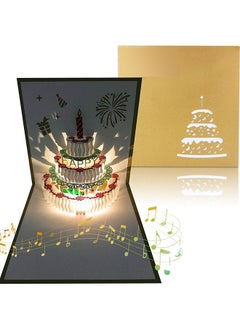 HY Pop Up Birthday Cards, 3D Auto Play Music Warm Light Birthday Cake Card, Birthday Card Gift for Her Women Mom Sister Friends  - Image 1