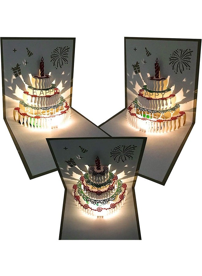 HY Pop Up Birthday Cards, 3D Auto Play Music Warm Light Birthday Cake Card, Birthday Card Gift for Her Women Mom Sister Friends  - Image 4