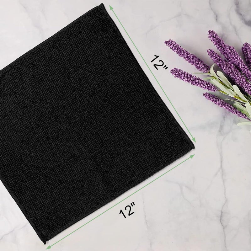 UNIMADE Washcloths Bulk - 100 Pack - Face Towels (12" x 12"), Highly Soft Wash Cloths and Hand Towels, Fast Drying Multi-Purpose Microfiber Cleansing Cloths for Bathroom, Hotel, Spa, and Salon - Black - Image 2