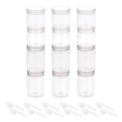 Homeor Plastic Storage Jar & Containers With Spoon, Airtight & BPA Free Containers for Kitchen, Grocery Kitchen Container, Multipurpose Jar | 200 ML - 6 Pcs, 300 ML - 6 Pcs, Set of 12, Transparent - Image 3