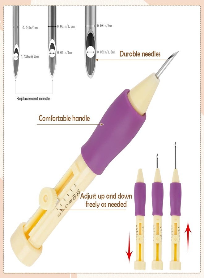 Flavizo Punch Needle Embroidery Kit & Set – 3 Needle Sizes, Ergonomic Pen, Threaders & Adjustable Depth – DIY Fabric Needlework for Beginners & Experts - Image 3