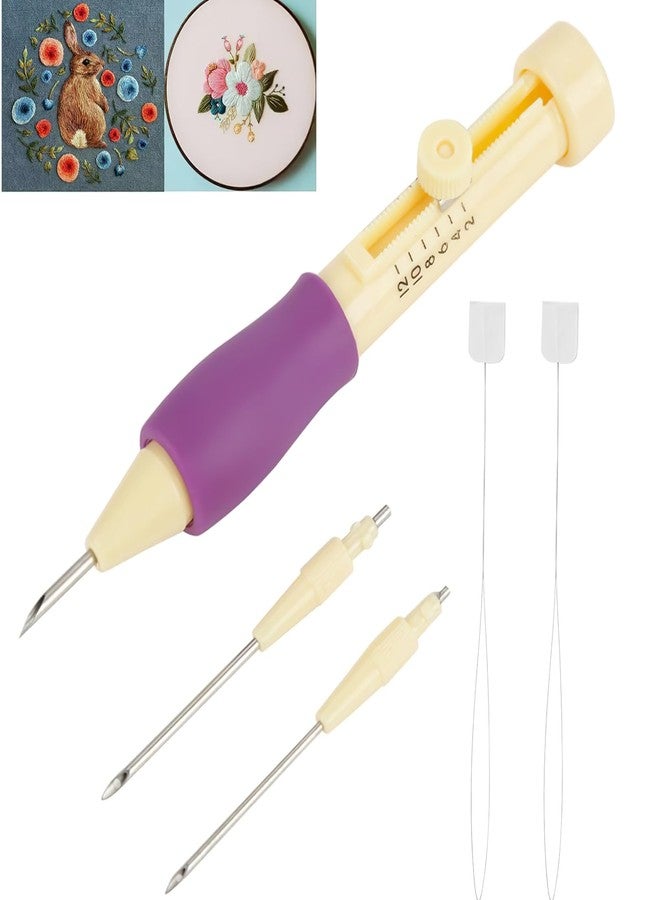 Flavizo Punch Needle Embroidery Kit & Set – 3 Needle Sizes, Ergonomic Pen, Threaders & Adjustable Depth – DIY Fabric Needlework for Beginners & Experts - Image 1