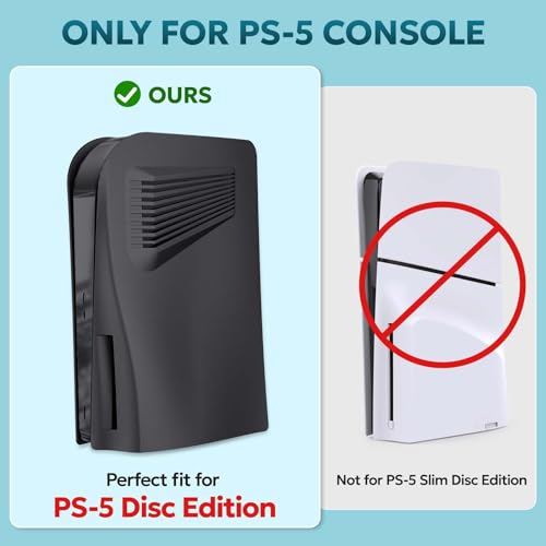innoAura P5 Plates Cover Faceplates for 2020 Model P5 Disc Edition, Enhanced Cooling Vents & Dust Filter, Anti-Scratch Protective Case with Heat Dissipation Design (Black) - Image 2