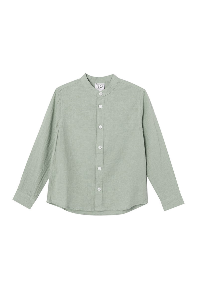 جيوردانو قميص أطفال كتان بأكمام طويلة أخضر - Image 1