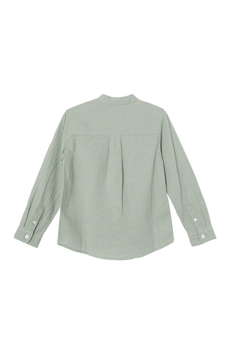 جيوردانو قميص أطفال كتان بأكمام طويلة أخضر