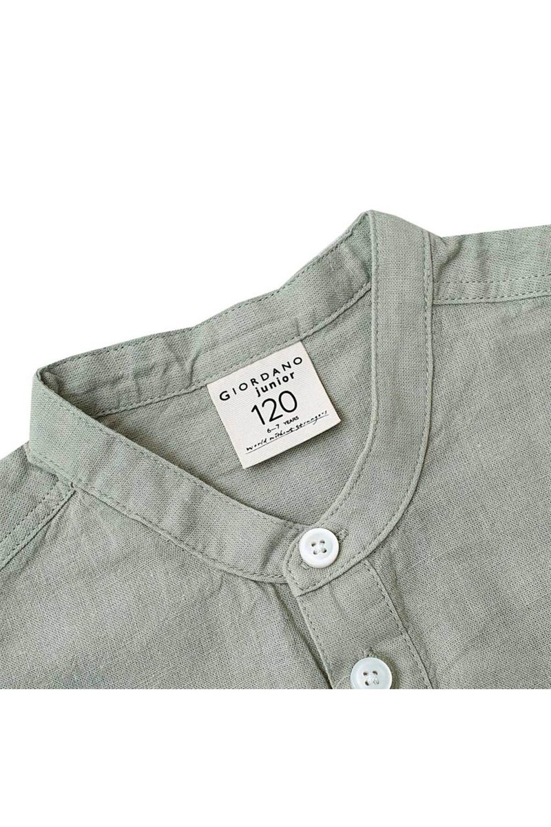 جيوردانو قميص أطفال كتان بأكمام طويلة أخضر - Image 3